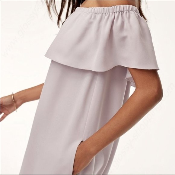 Aritzia Wilfred Neufchâtel Off Shoulder Ruffle Dress Red Mini Dress - Picture 4 of 16